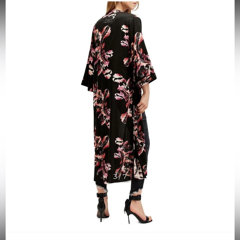 All Saints Black Floral Women's Kimono - Picture 11 of 12
